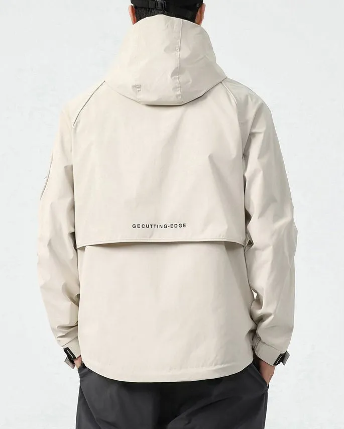 Stain-resistant Hooded Rain Jacket for Men
