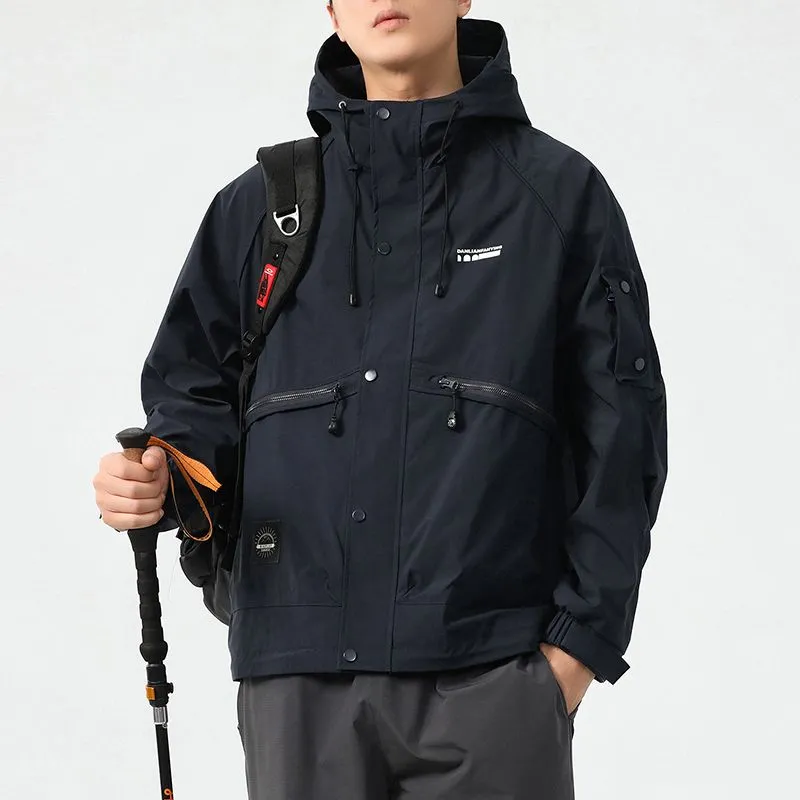 Stain-resistant Hooded Rain Jacket for Men