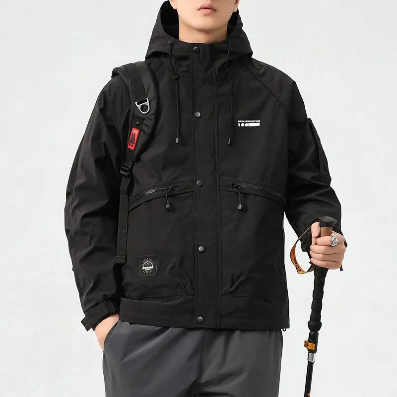 Stain-resistant Hooded Rain Jacket for Men