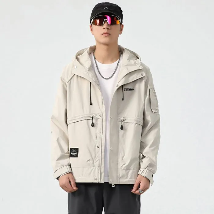 Stain-resistant Hooded Rain Jacket for Men