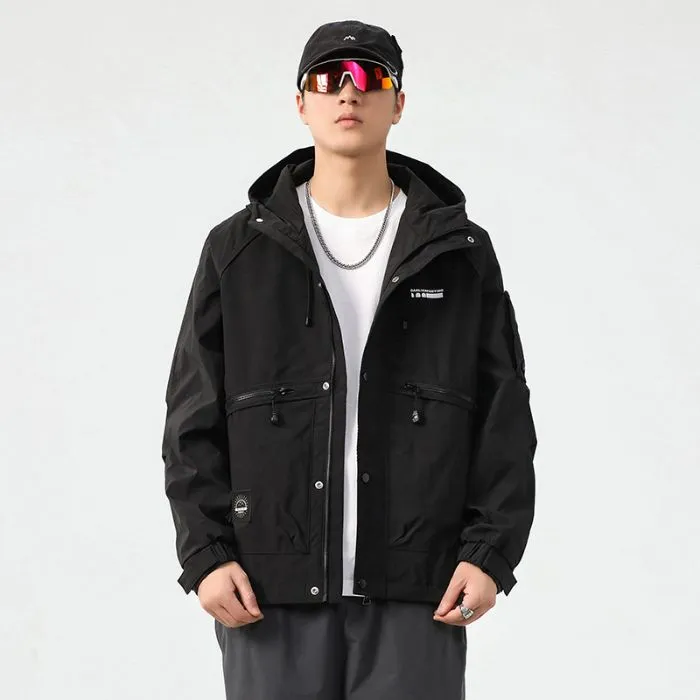 Stain-resistant Hooded Rain Jacket for Men