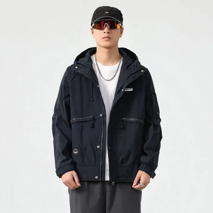 Stain-resistant Hooded Rain Jacket for Men