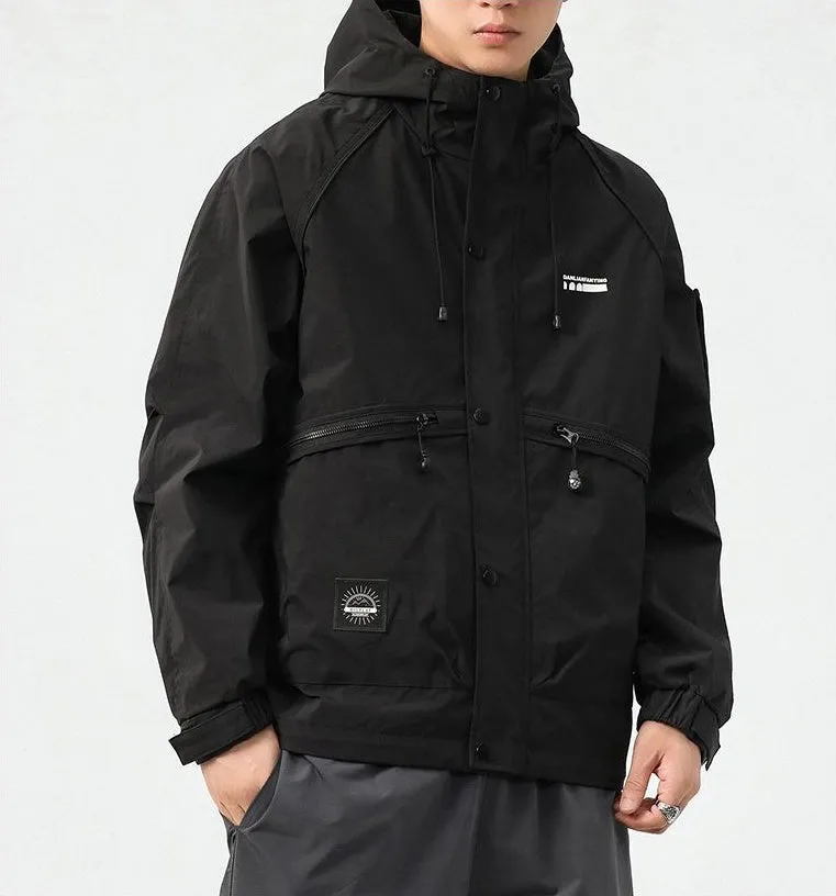 Stain-resistant Hooded Rain Jacket for Men