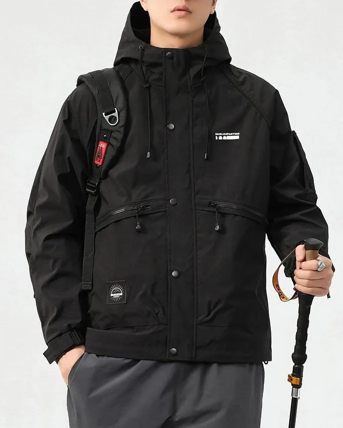 Stain-resistant Hooded Rain Jacket for Men