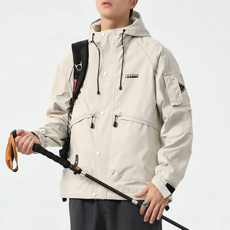 Stain-resistant Hooded Rain Jacket for Men