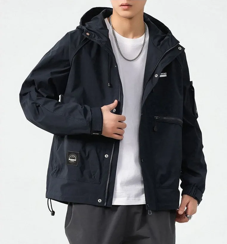 Stain-resistant Hooded Rain Jacket for Men