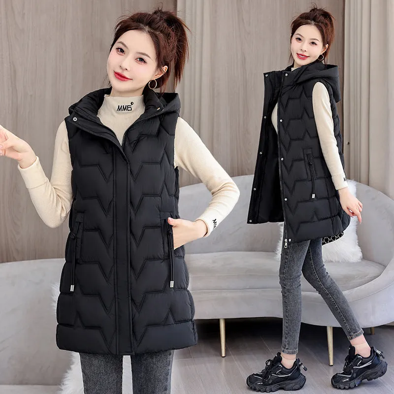 Stay Warm with Our Relaxed-Fit Hooded Quilted Puffer Vest