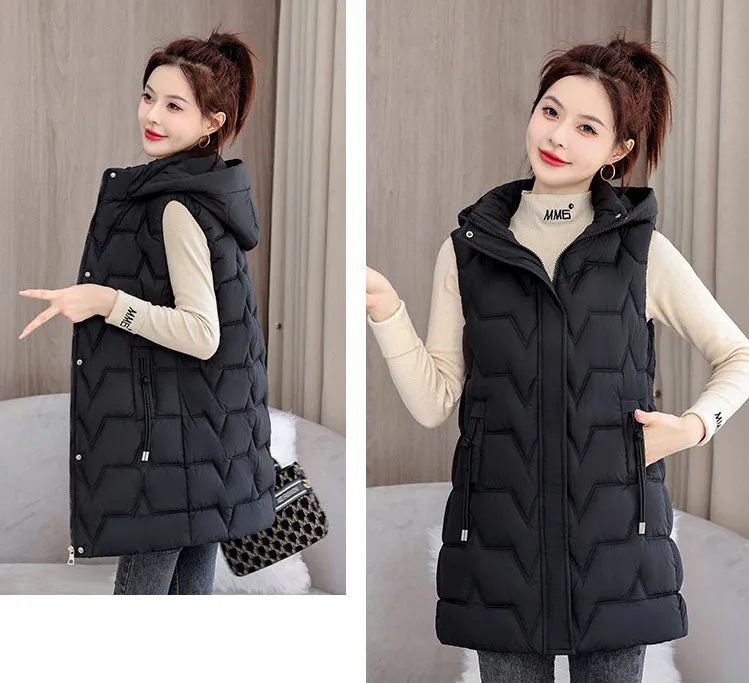 Stay Warm with Our Relaxed-Fit Hooded Quilted Puffer Vest