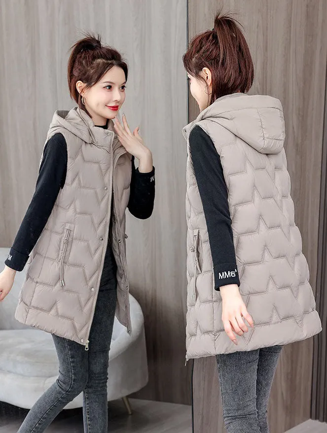 Stay Warm with Our Relaxed-Fit Hooded Quilted Puffer Vest