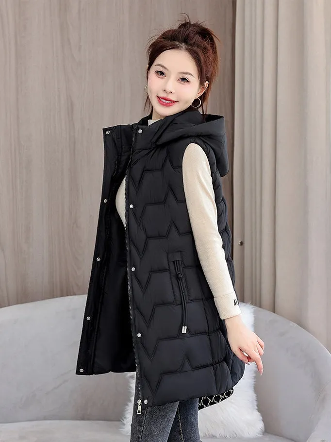 Stay Warm with Our Relaxed-Fit Hooded Quilted Puffer Vest