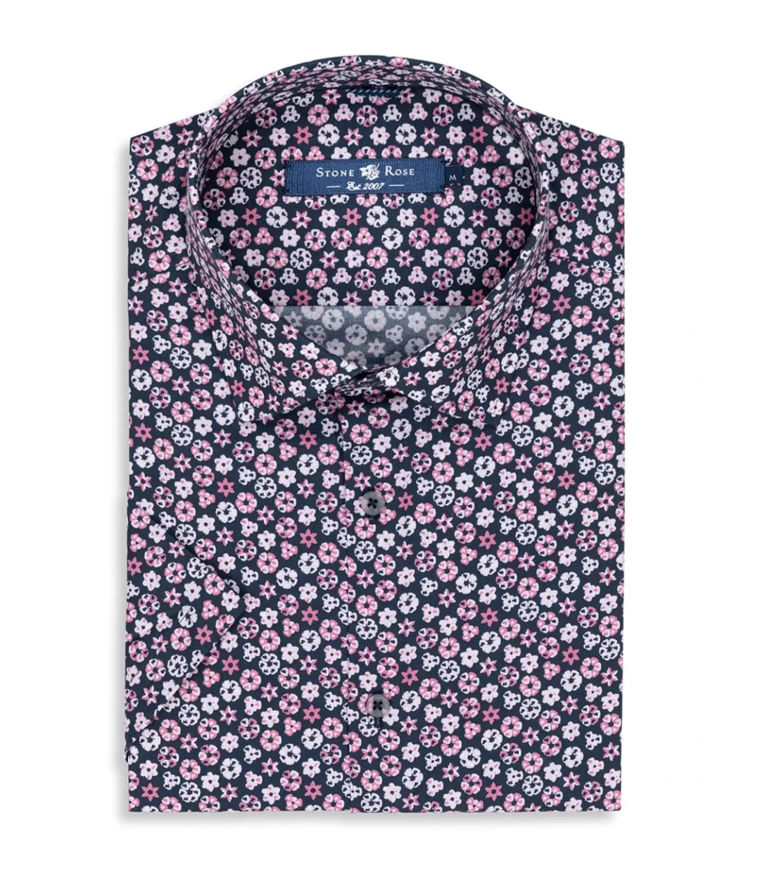 Stone Rose- Pink Geometric Print Short Sleeve Shirt