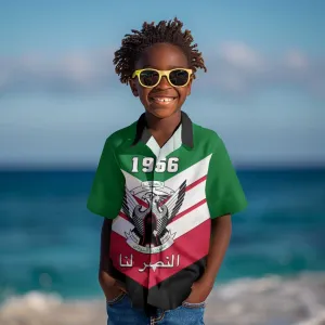 Sudan Independence Day Kid Hawaiian Shirt with Sudanese Secretary Bird LT01