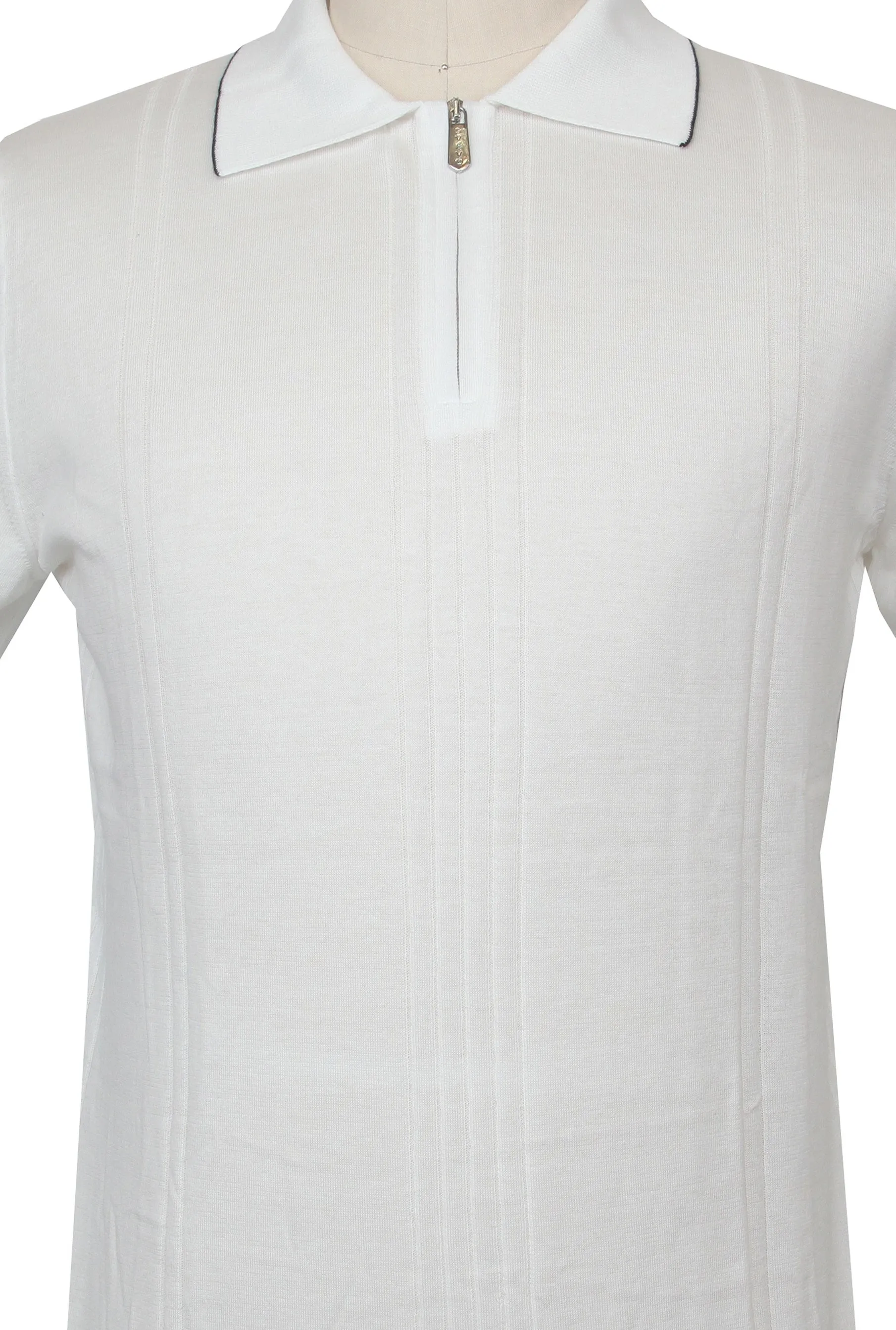 Svevo Parma White 1/4 Zip Polo Sweater