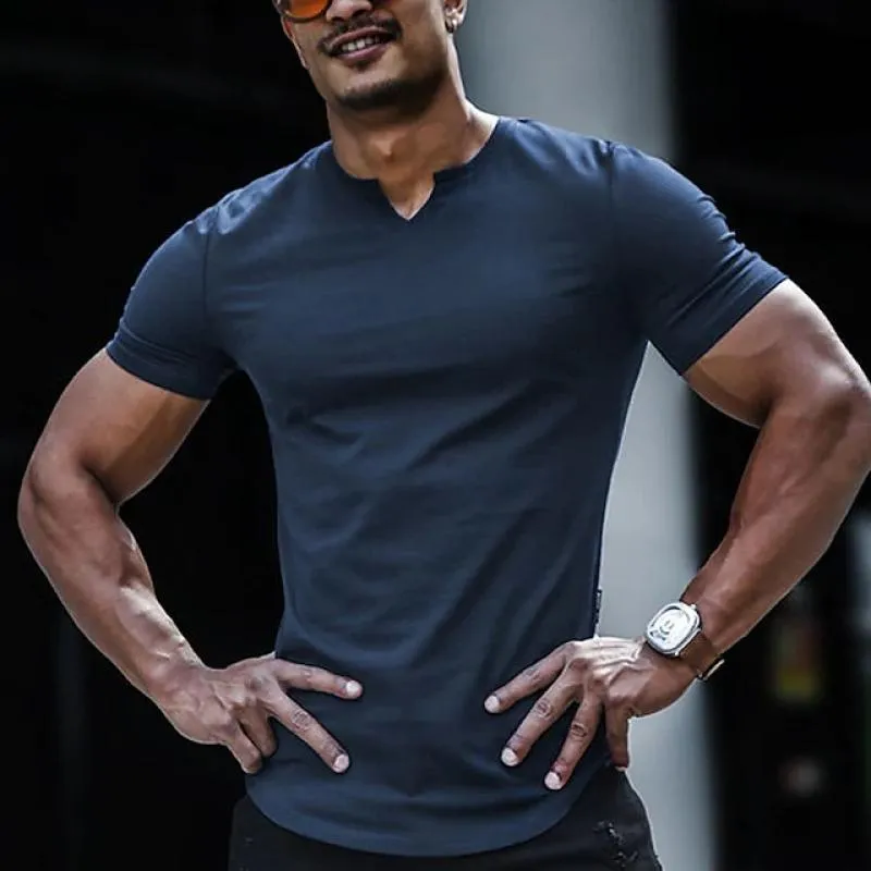 T-shirt vintage de sport col en V pour hommes