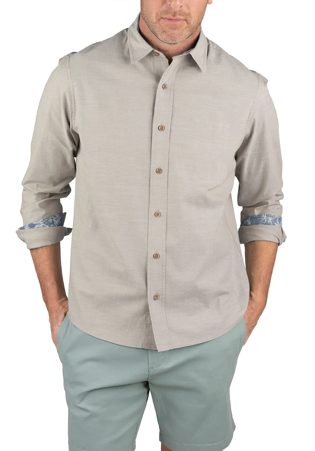 Tailor Vintage Airotec Stretch Chambray Long-Sleeve Work Shirt
