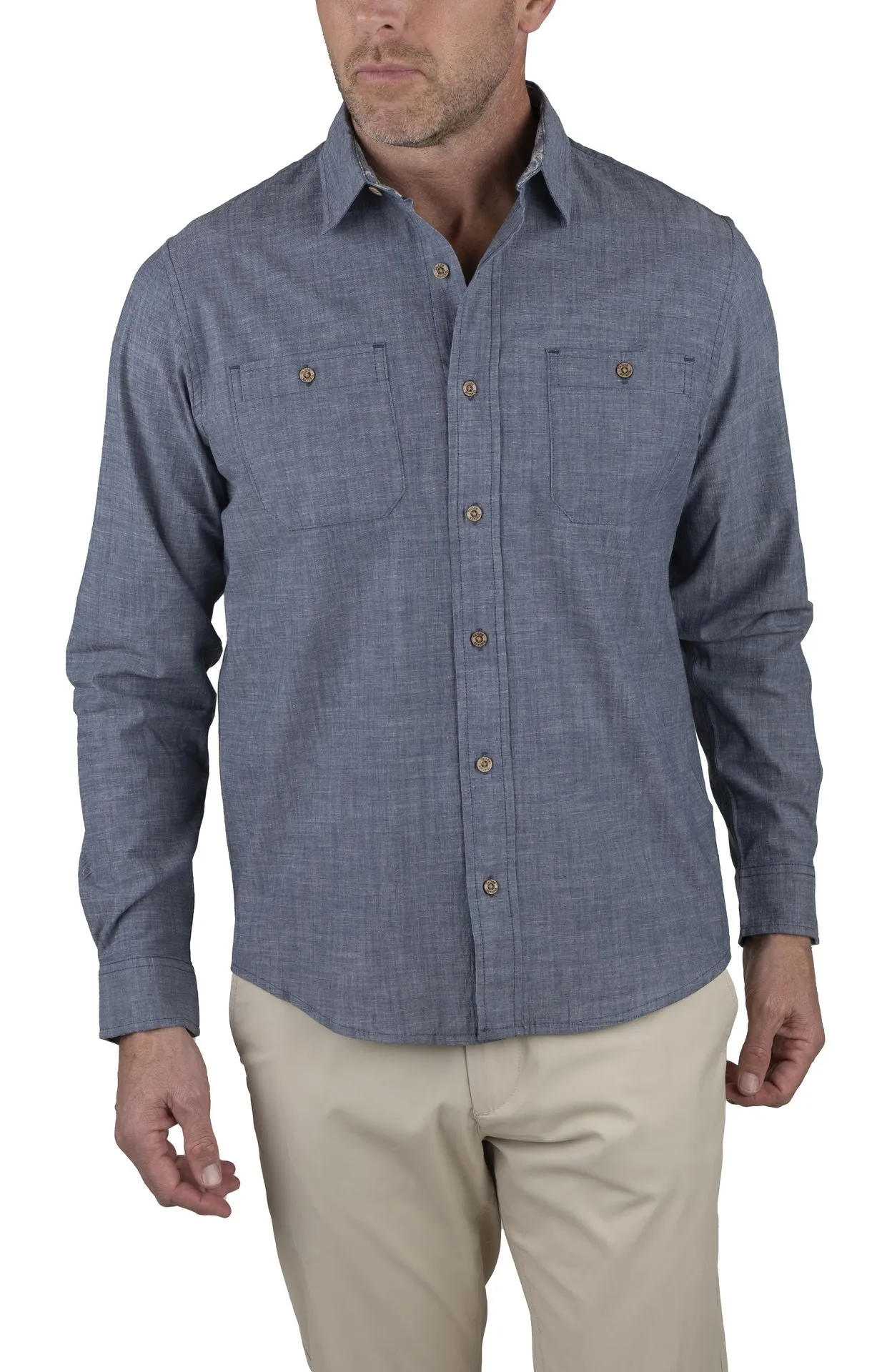 Tailor Vintage Airotec Stretch Chambray Long-Sleeve Work Shirt