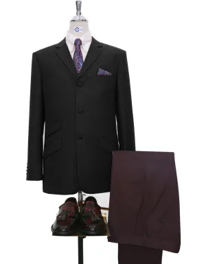 Tailored 3 Button Black Mod Blazer