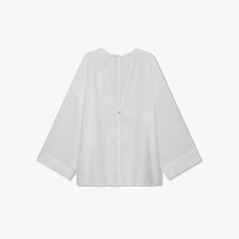 Textured Button Wide Sleeve Cardigan