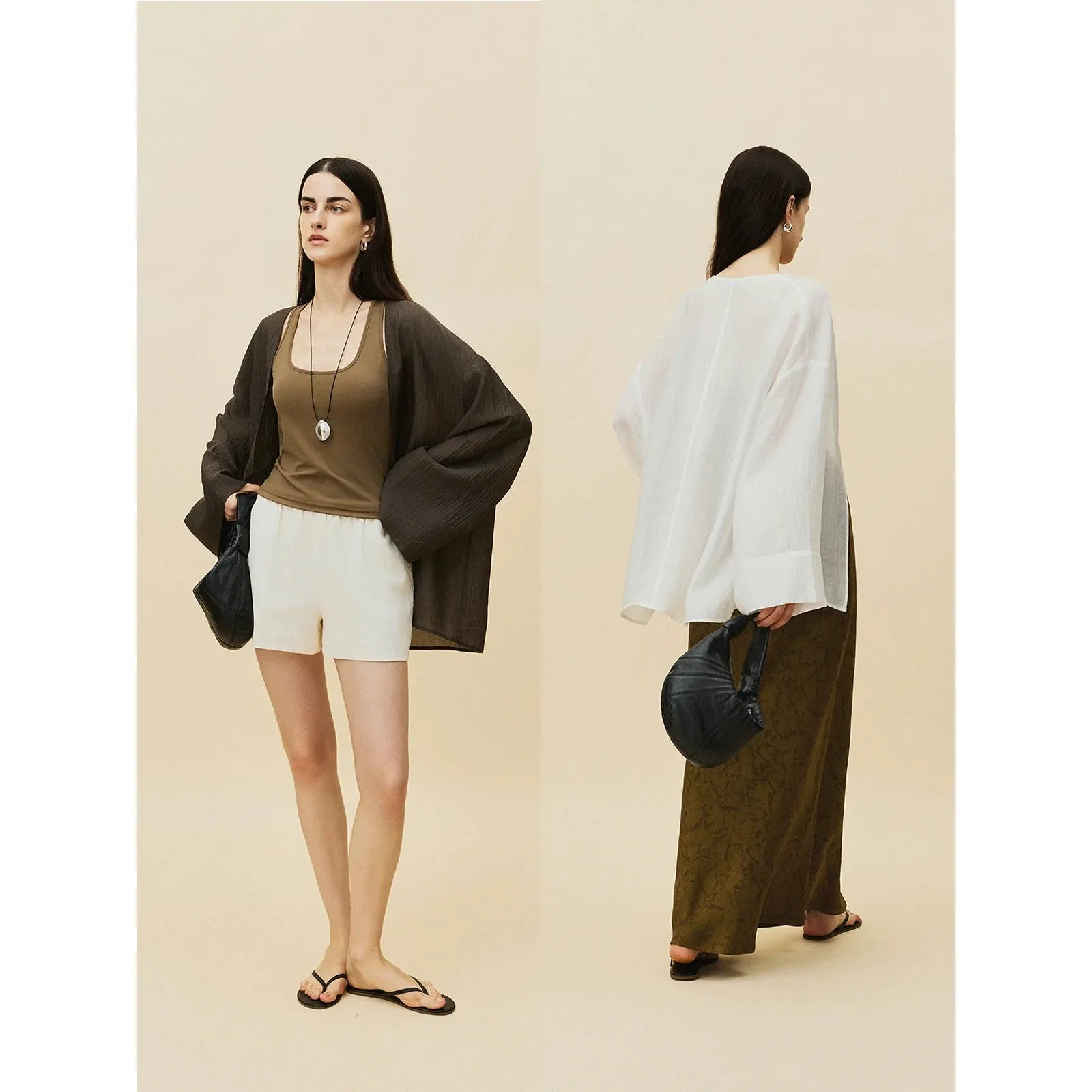 Textured Button Wide Sleeve Cardigan