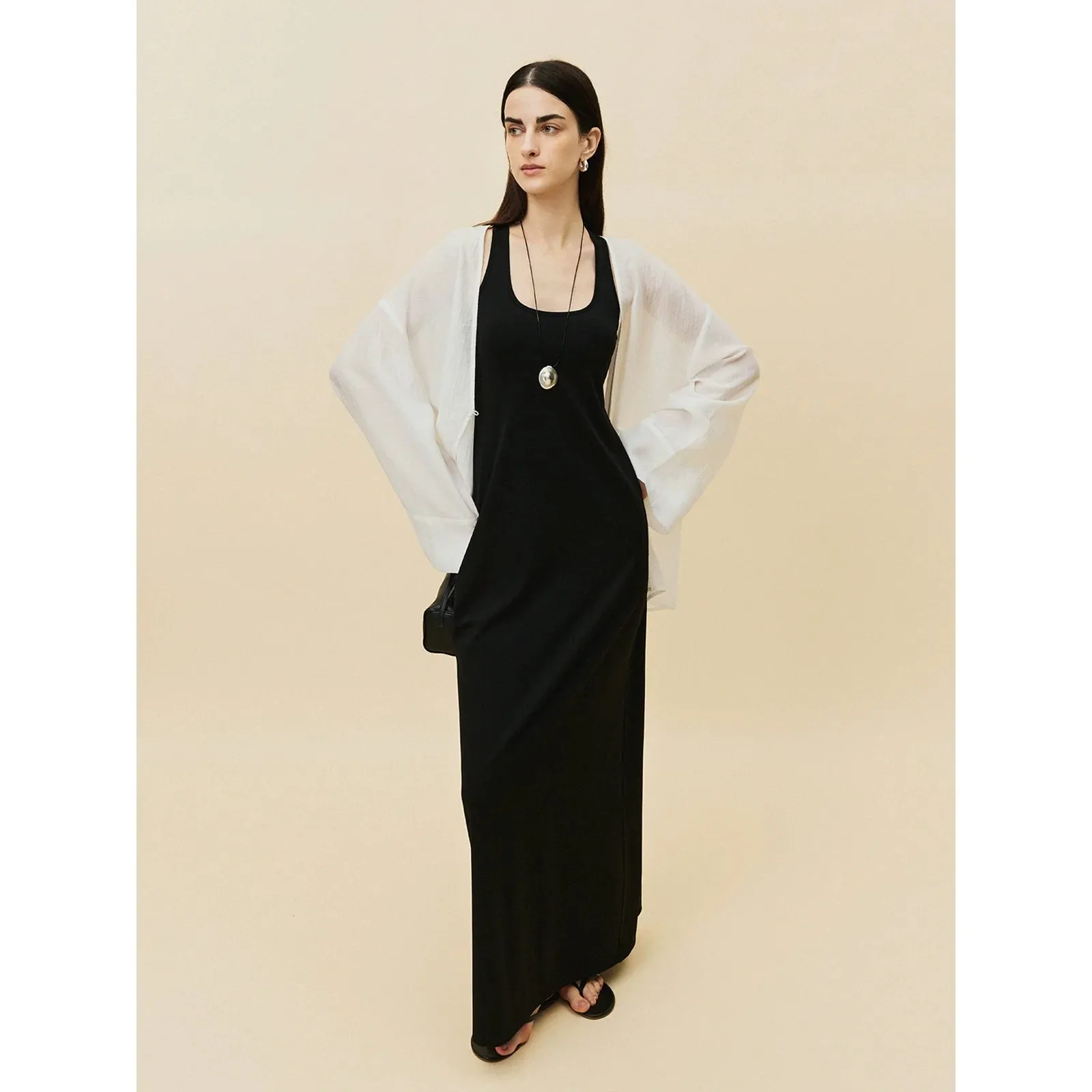 Textured Button Wide Sleeve Cardigan