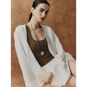 Textured Button Wide Sleeve Cardigan