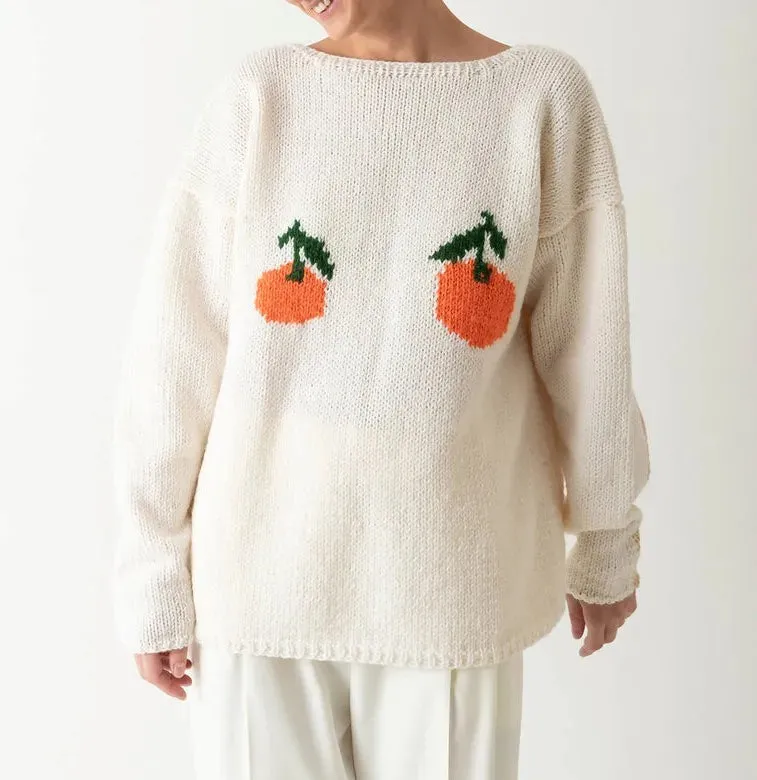 thanksgiving outfit JazzHer Women Off White Pullover Knit Sweater Harajuku Aesthetic New Long Sleeves O-Neck Sweaters Elegant Vintage 2000s Fashion Clothes
