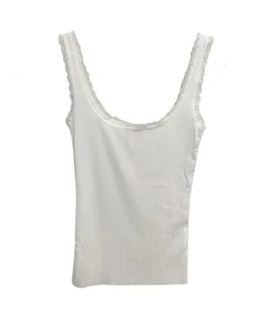 The Gabby Lace Trim White Tank by 8apart
