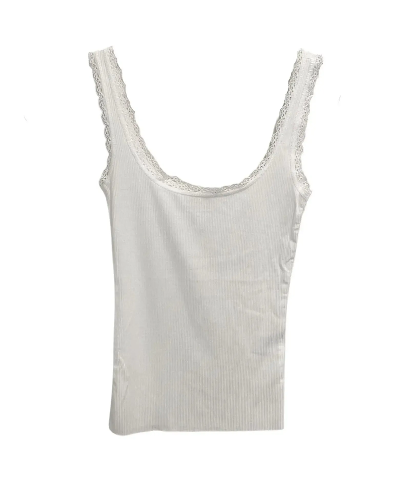 The Gabby Lace Trim White Tank by 8apart