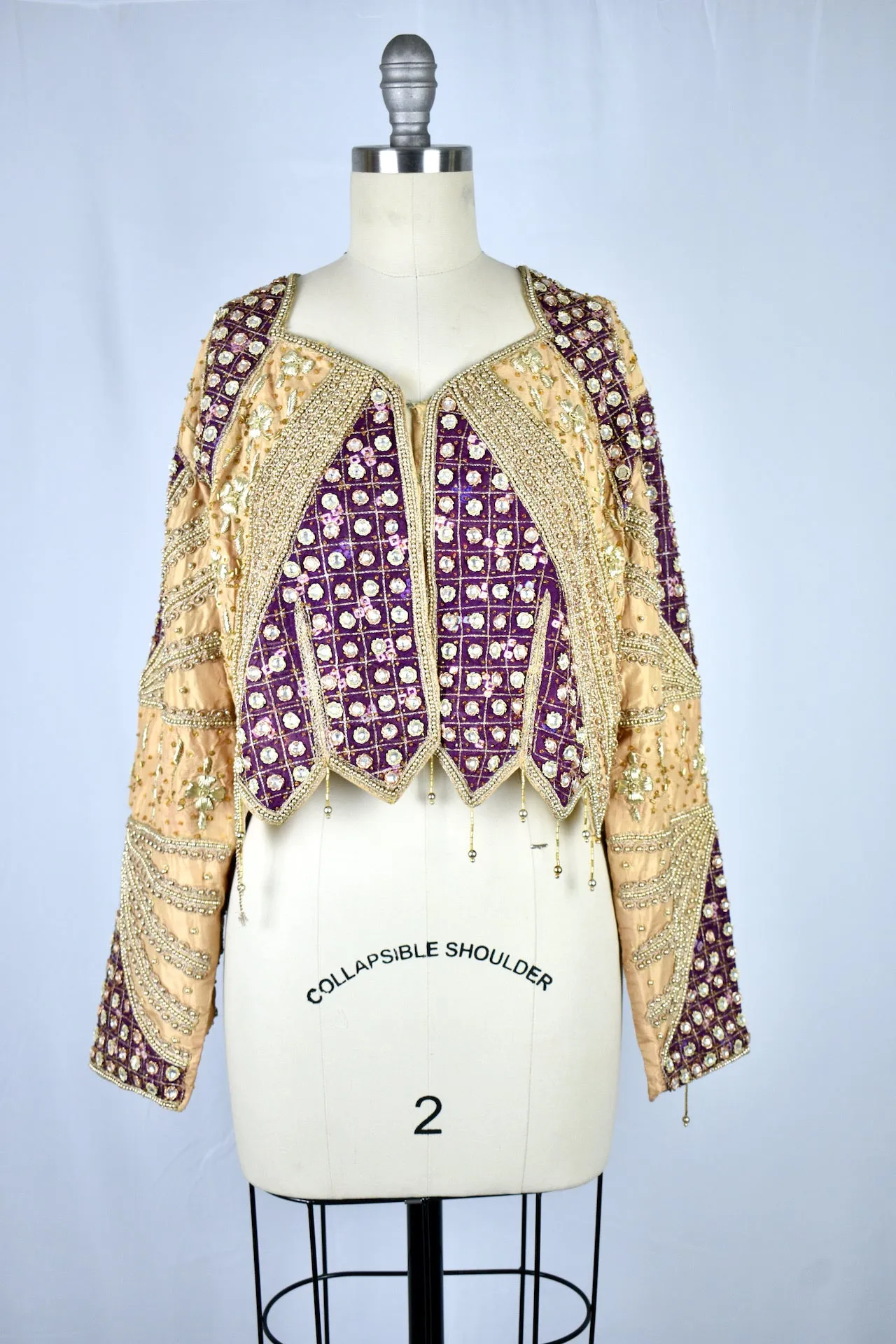 The Miss Designer Collection Purple Gold Beaded Bolero Jacket