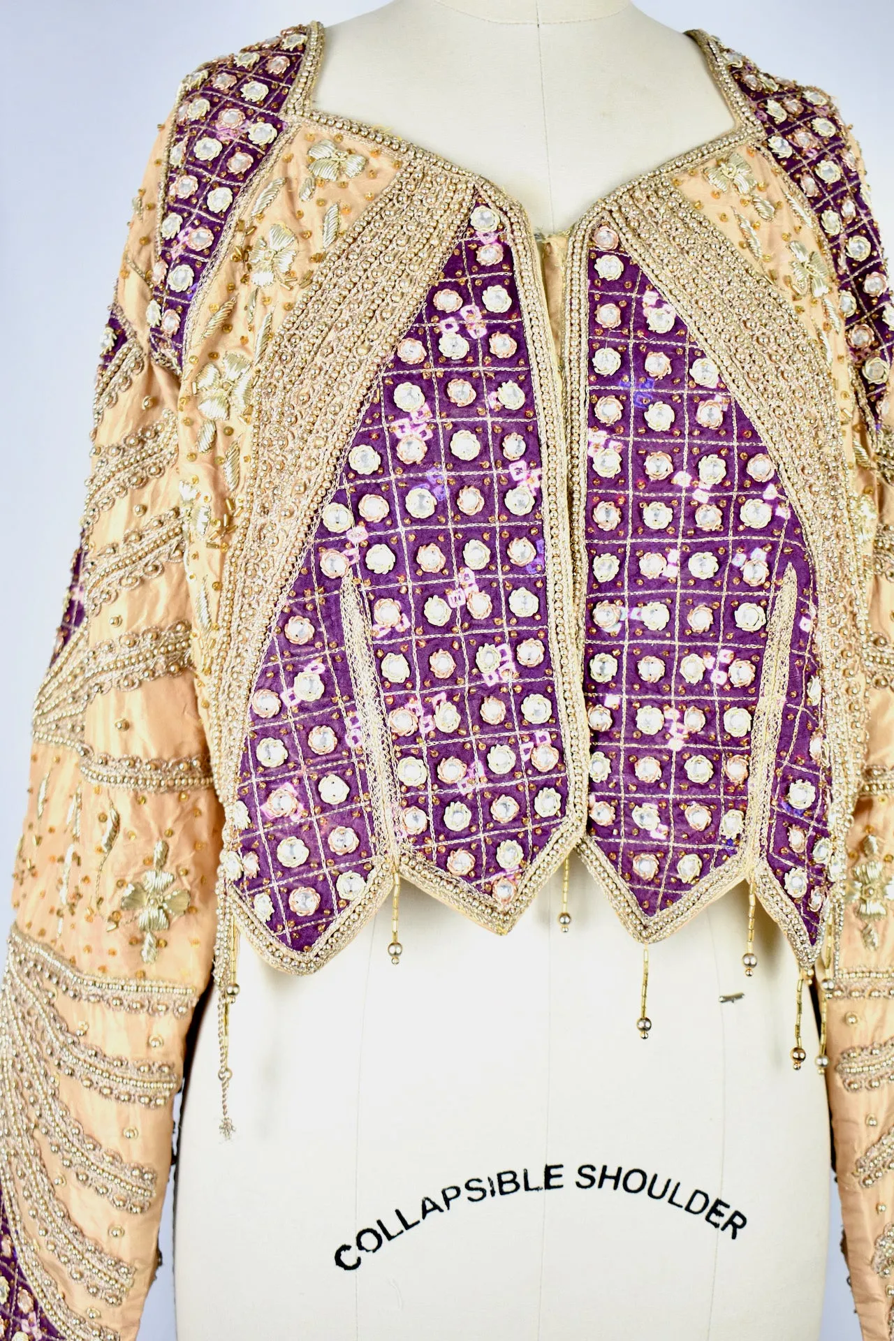 The Miss Designer Collection Purple Gold Beaded Bolero Jacket