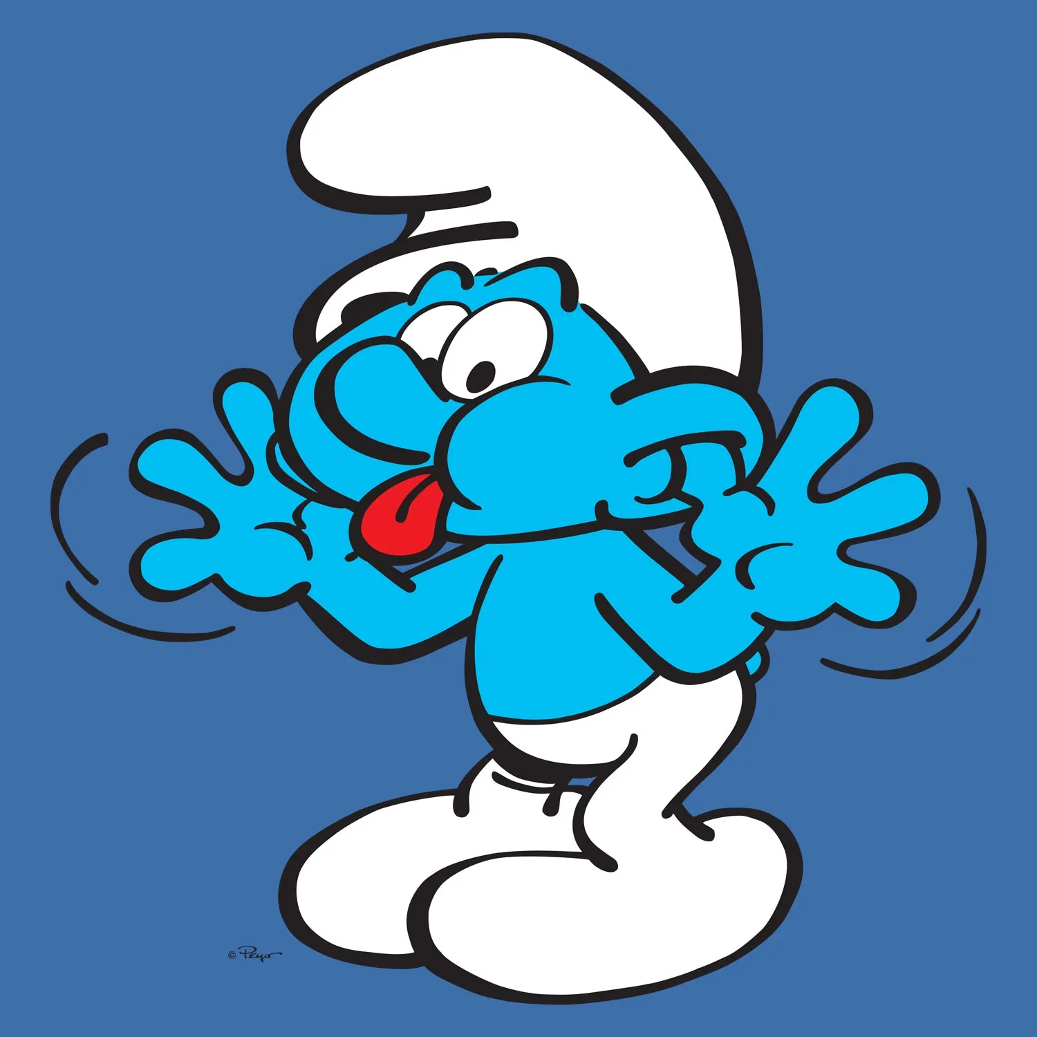 The Smurfs Jokey Smurf Tongue Official Kid's T-Shirt (Royal Blue)
