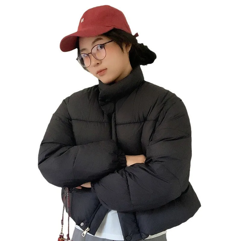 Thickened quilted puffer jacket with detachable sleeves for women