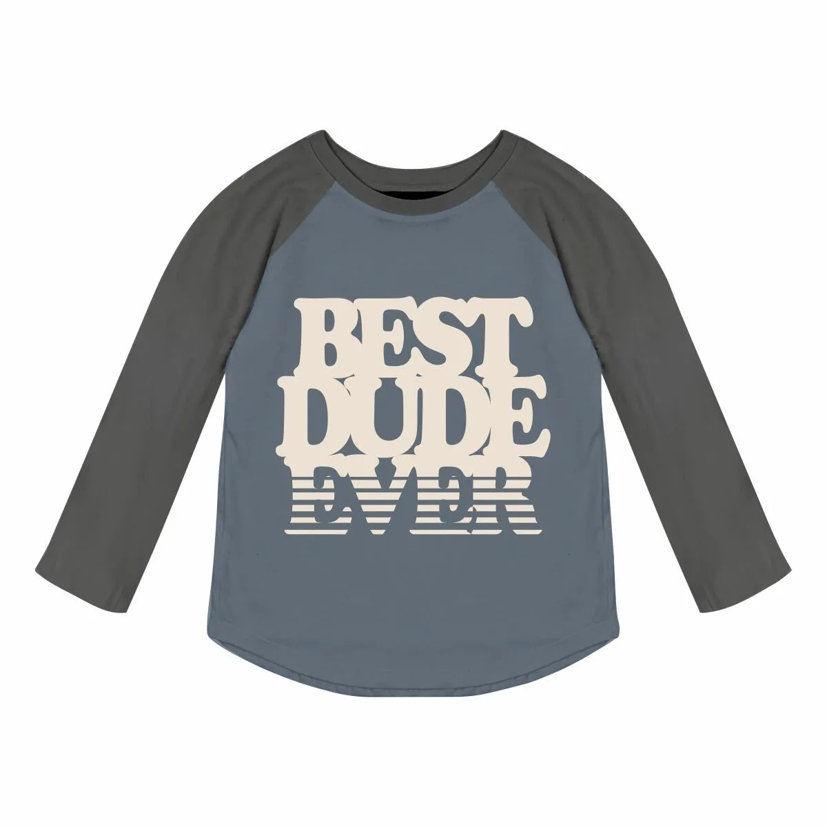 Tiny Whales Best Dude Ever L/S Raglan - Navy / Vintage Black