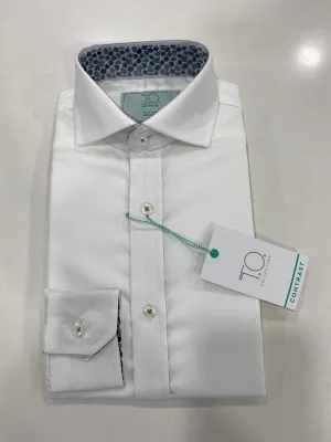 T.O. Blue Flowered Classic Fit Contrast Shirt