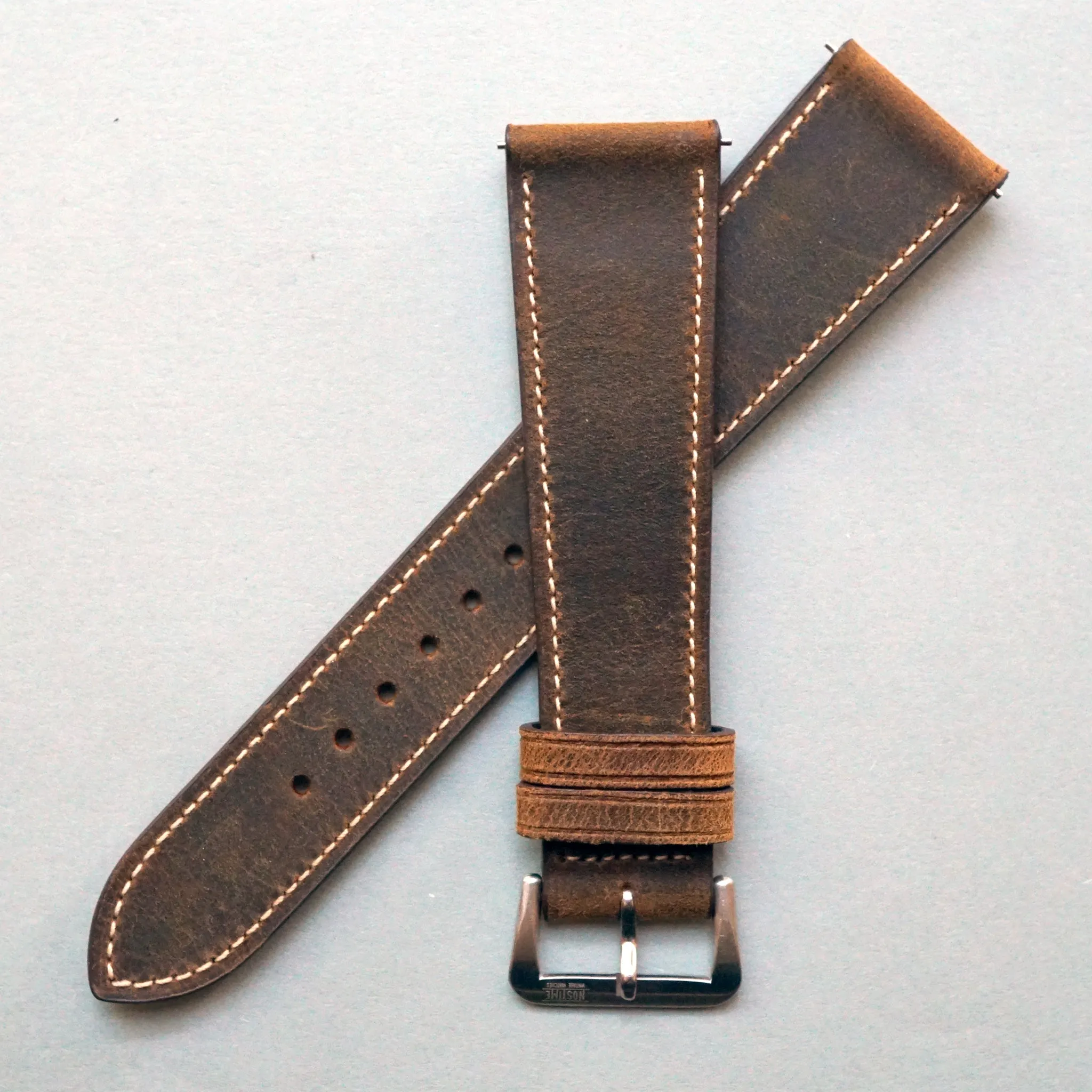 TOBACCO CRAZY HORSE DISTRESSED CALF STANDARD STRAP