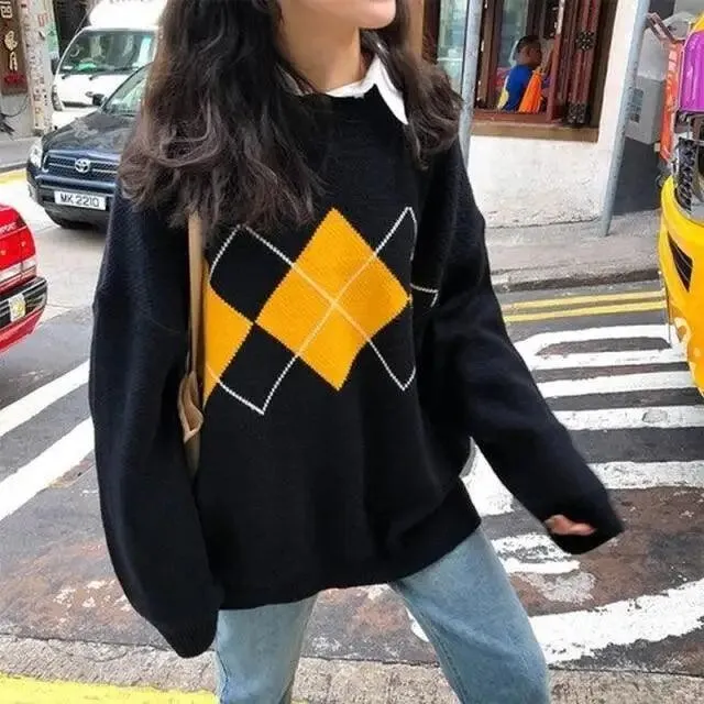 Top Quality Women Knitted Sweater Vintage Green Striped Print Sweater Oversized Pullovers Winter Streetwear Long Sweaters Tie Dye Outerwear