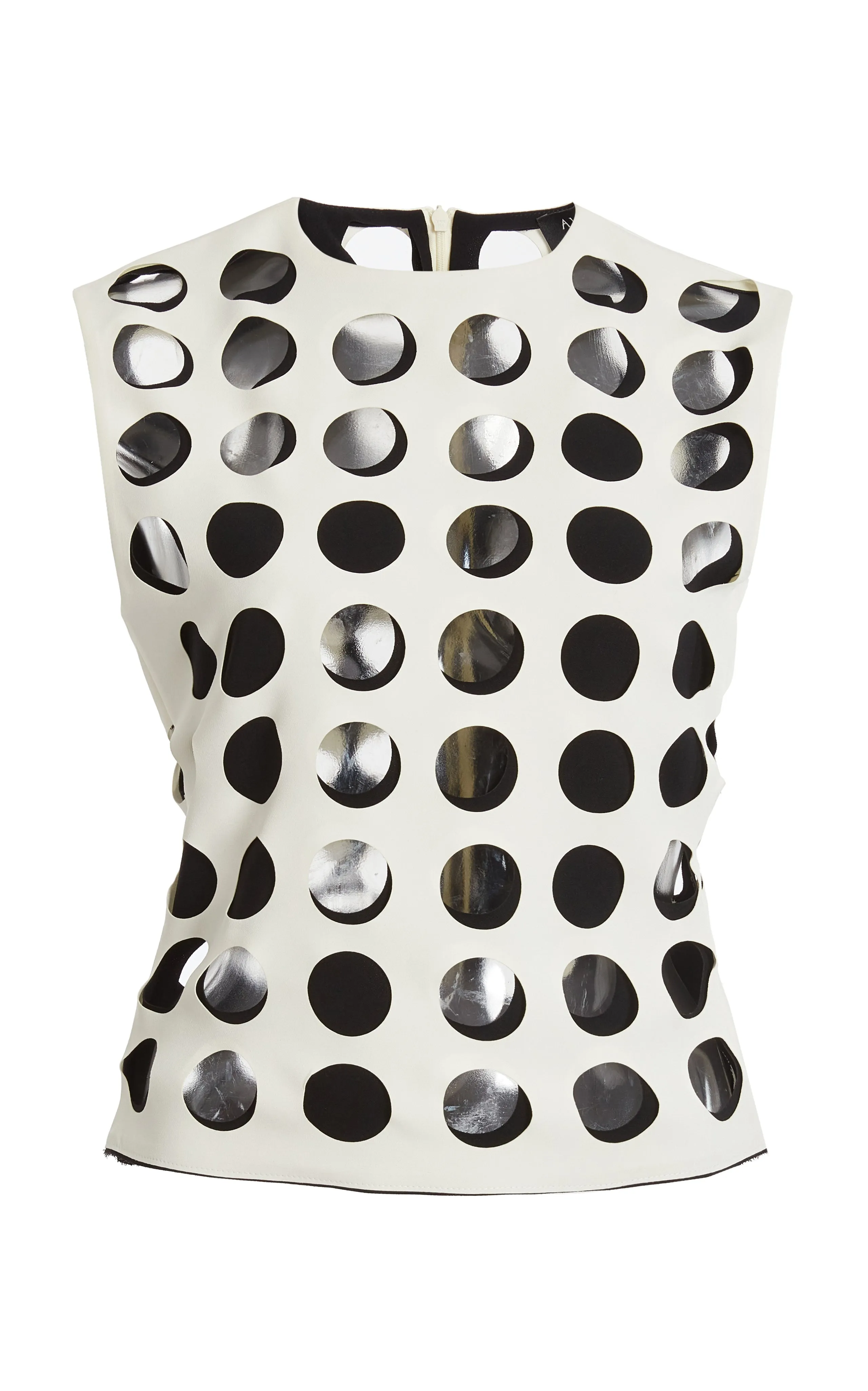 Top With Layered Holes White Black