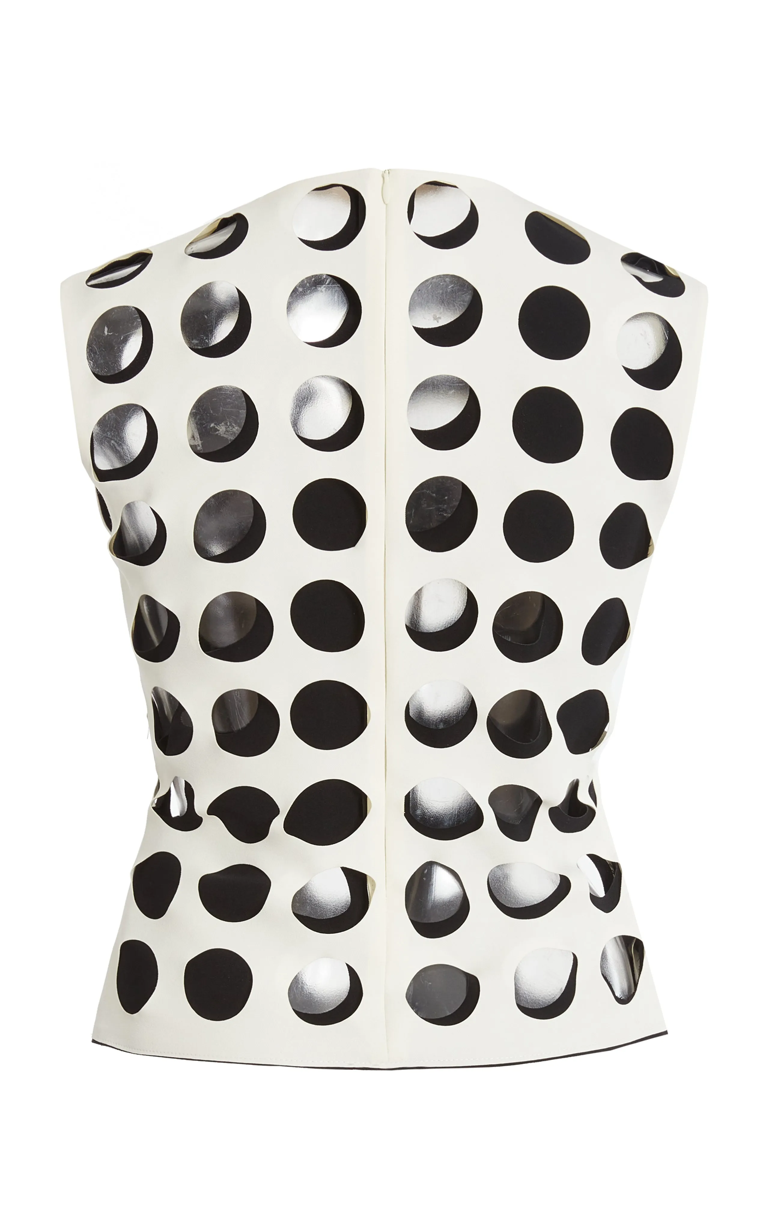 Top With Layered Holes White Black