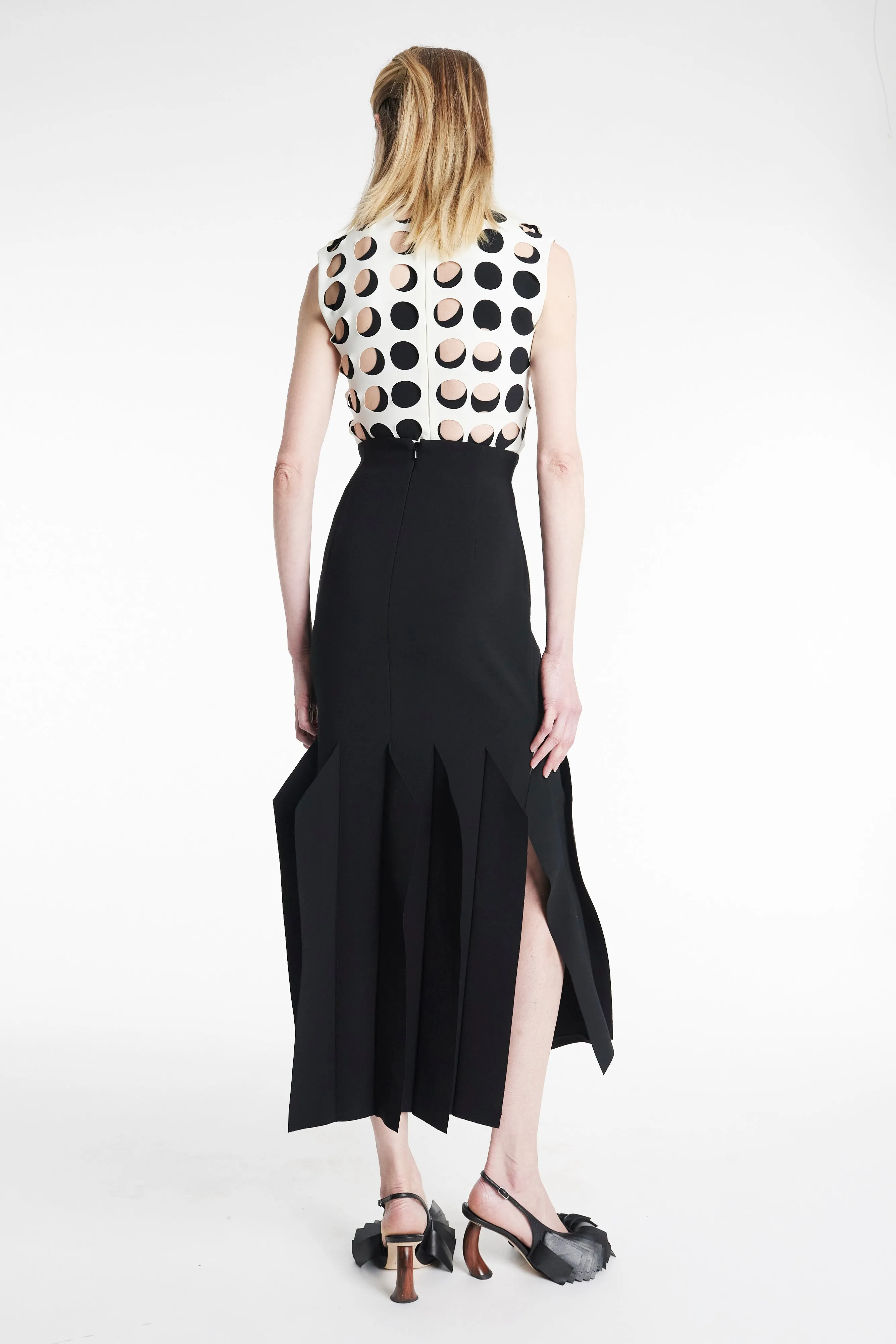 Top With Layered Holes White Black