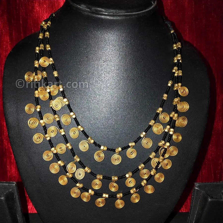 Tribal Three Layered Dhokra Necklace