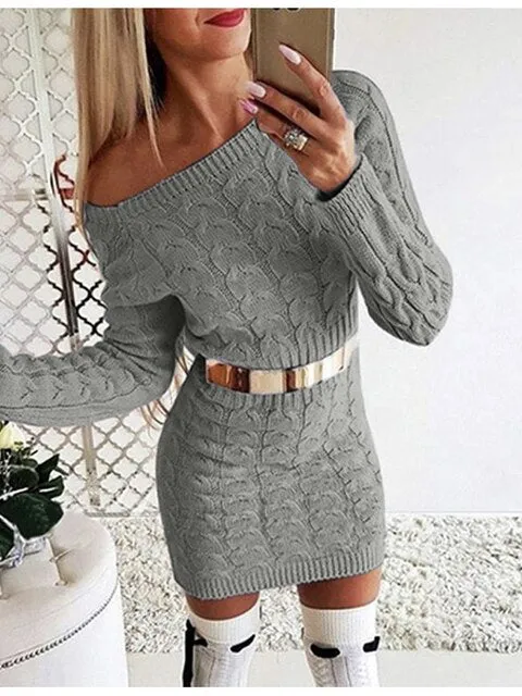 Twisted Belted Long Sweaters