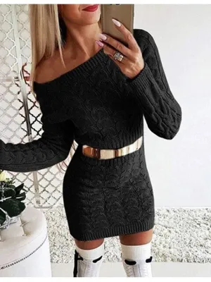 Twisted Belted Long Sweaters