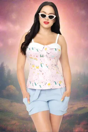 Unique Vintage Pink & Fairytale Print Billie Top