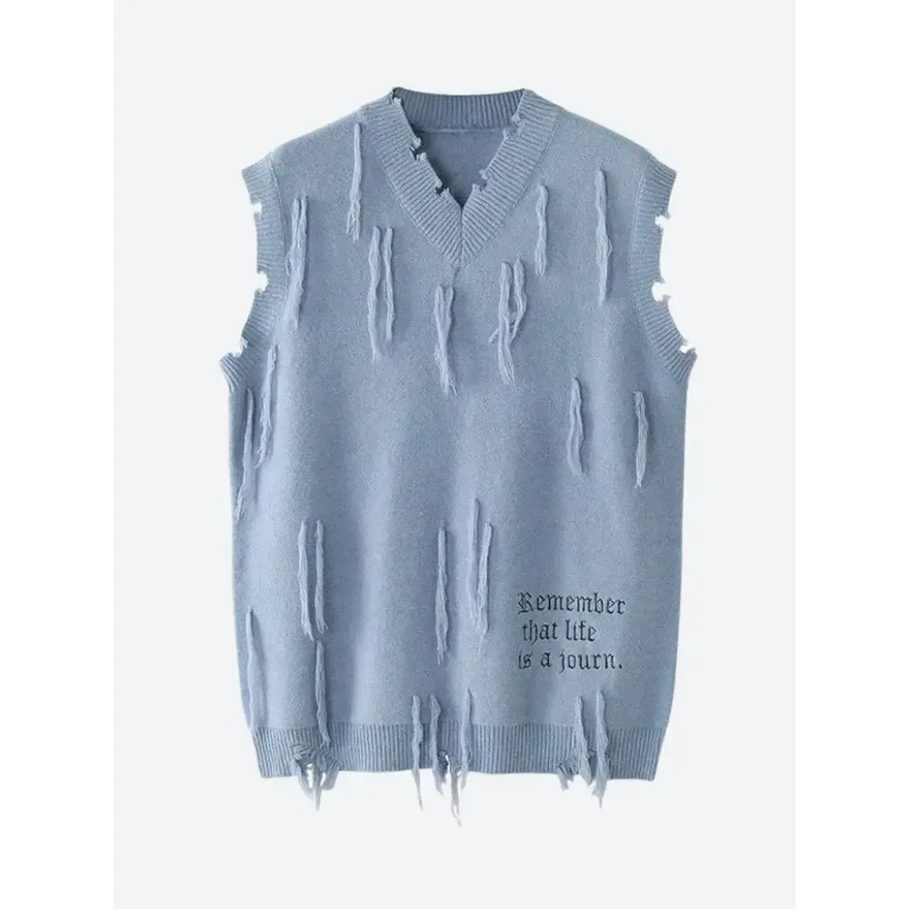 Unisex Sweater Vest in Knit Material with Ripped Details