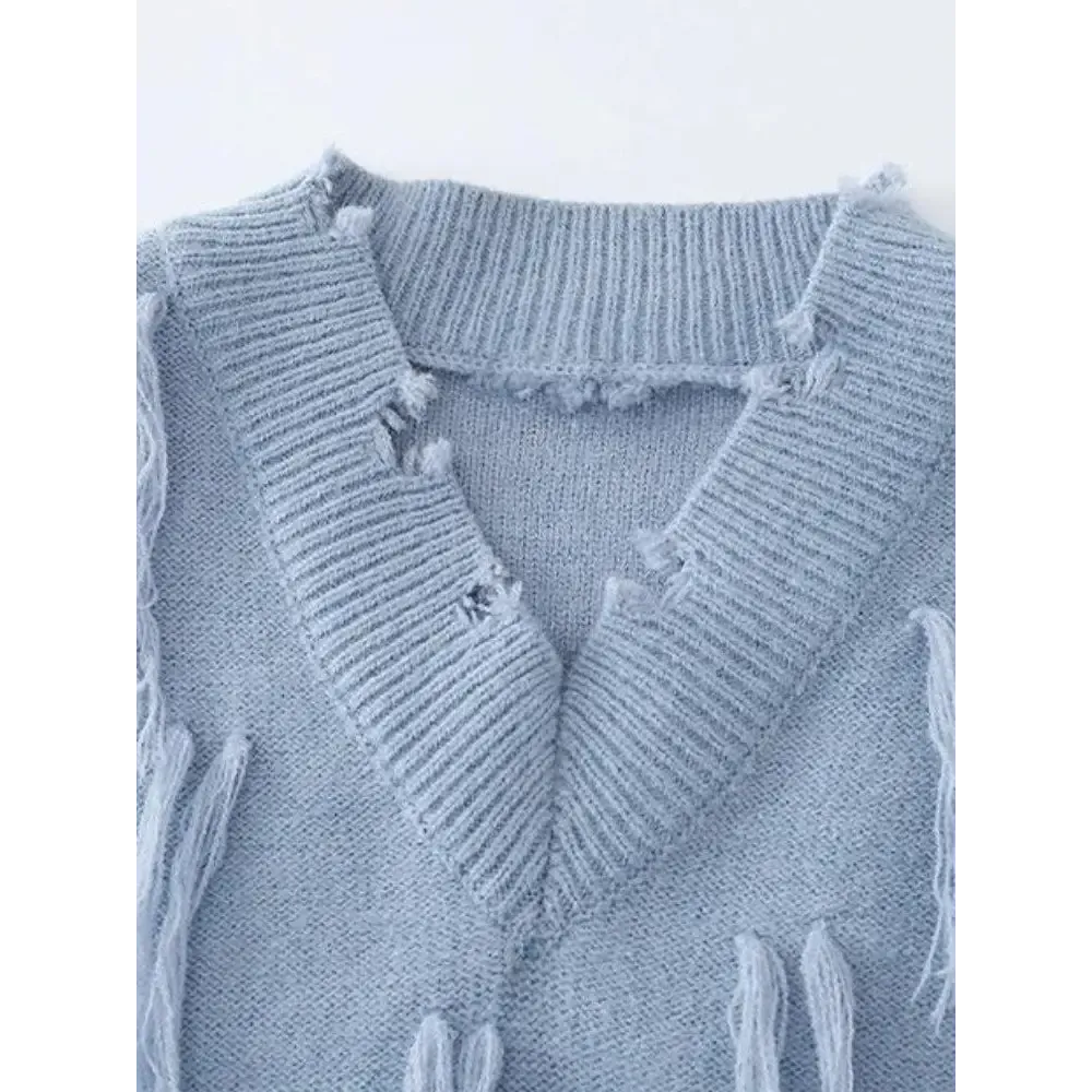 Unisex Sweater Vest in Knit Material with Ripped Details