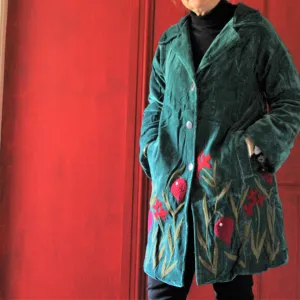 Velvet Hand-Embroided Jacket - Jade & Pomegranate