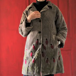 Velvet Hand Embroidered Jacket - Fawn