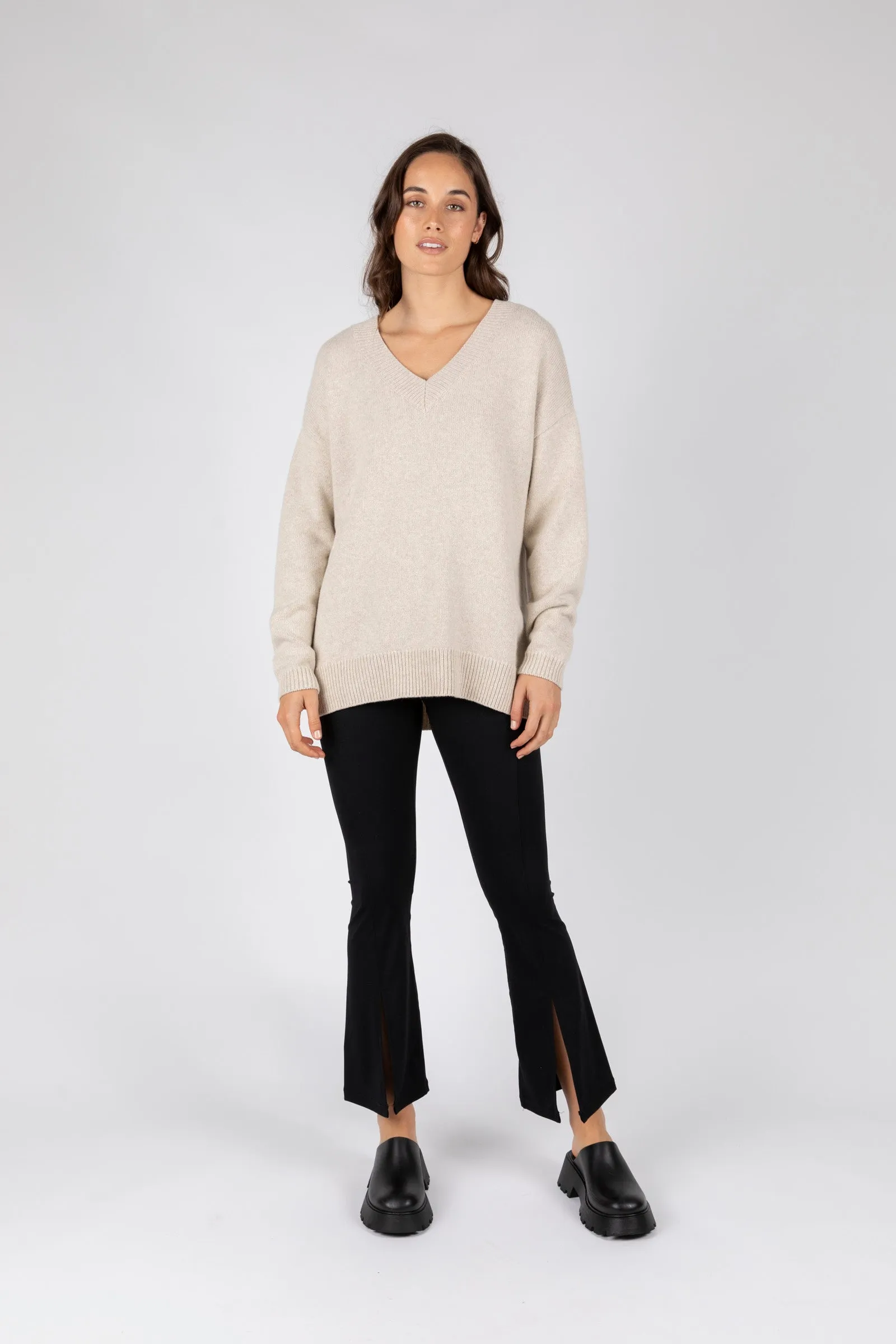 Vespa V-Neck Knit - Alabaster Marle