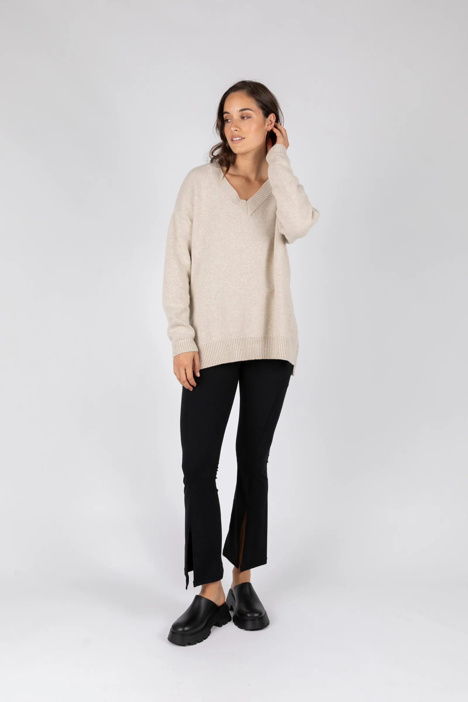 Vespa V-Neck Knit - Alabaster Marle