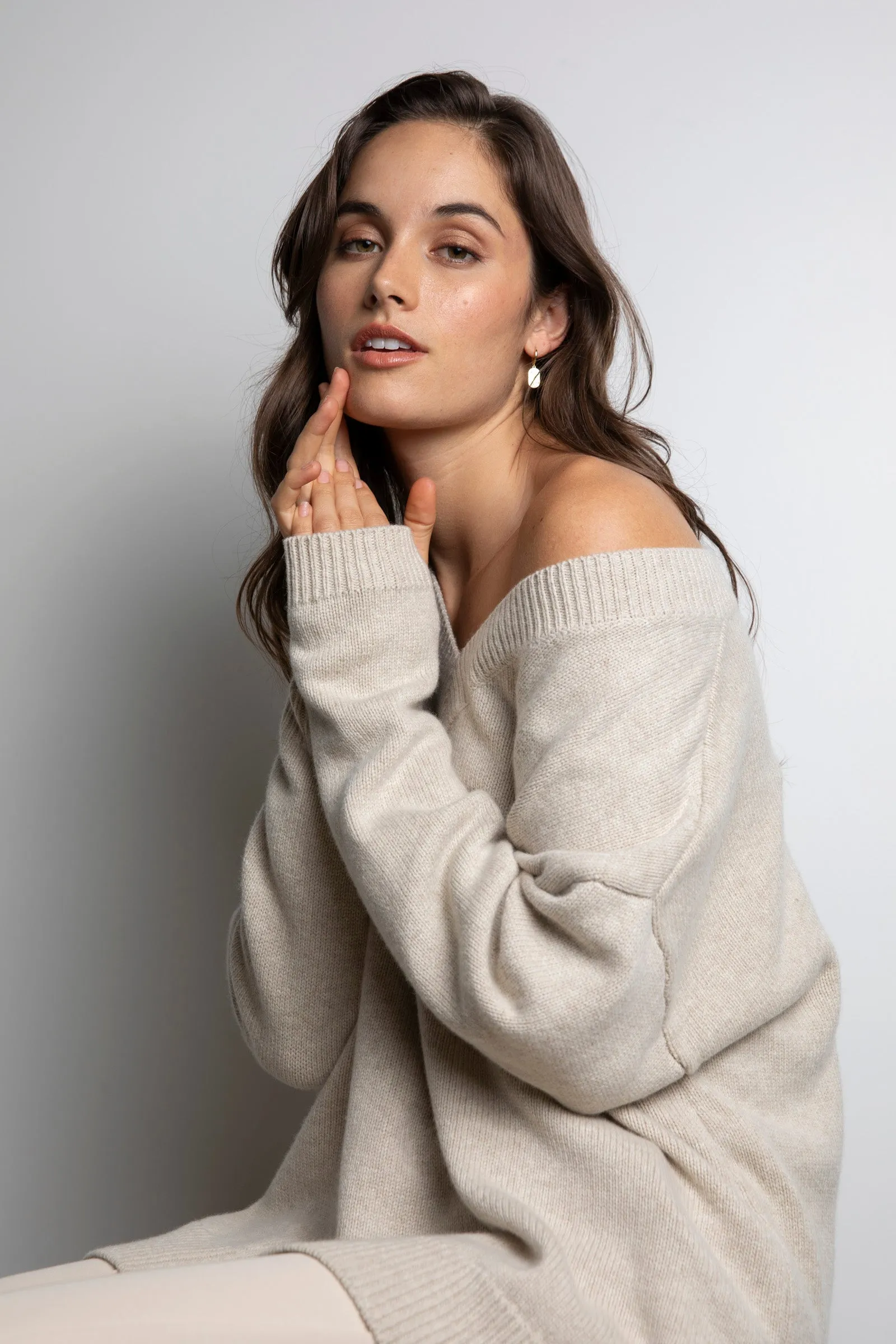Vespa V-Neck Knit - Alabaster Marle